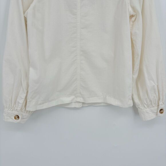 Madewell Corduroy Shirred-Sleeve Button-Front Top in Antique Cream, Size XS - Picture 7 of 9